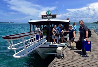 Taking the dive boat to resort